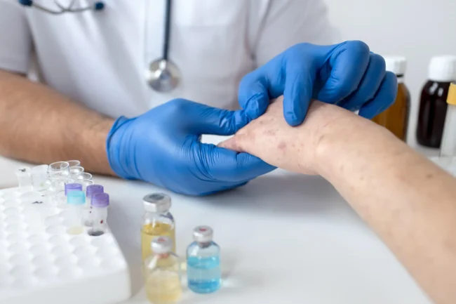 Majomhimlő tüneteinek kezelése a Lotusz Medical Centerben Budapesten.